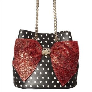 Betsey Johnson polka dot purse-red sequin bow